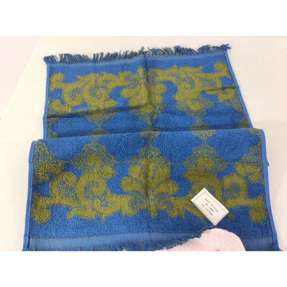 Vintage Mid Century Retro 70s Washcloths X 3 & Hand Towel Lot - Picture 3 of 6